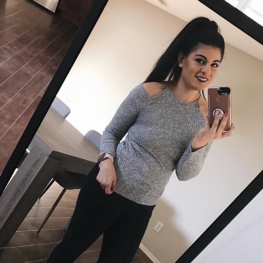 Gray Cold Shoulder Top